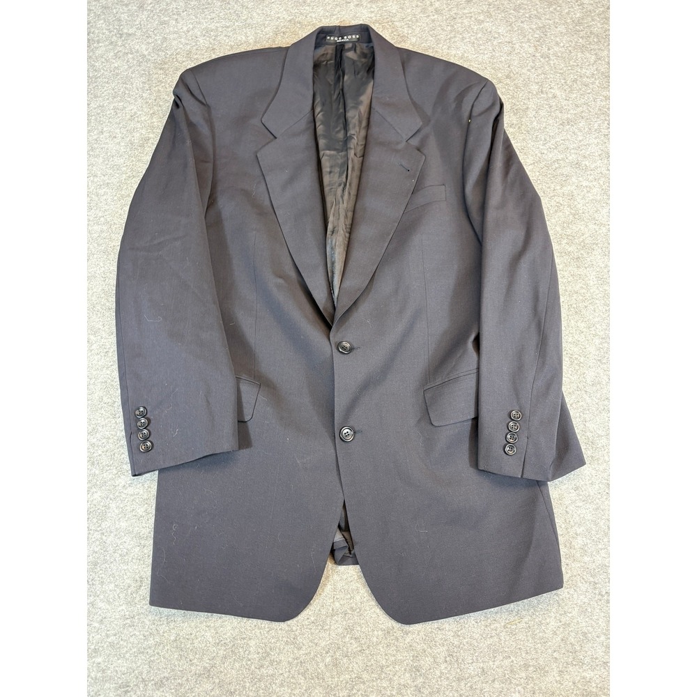 Hugo Boss Apollon Akropolis Mens Dark Blue Black Wool Blazer Jacket 90s 44L VTG